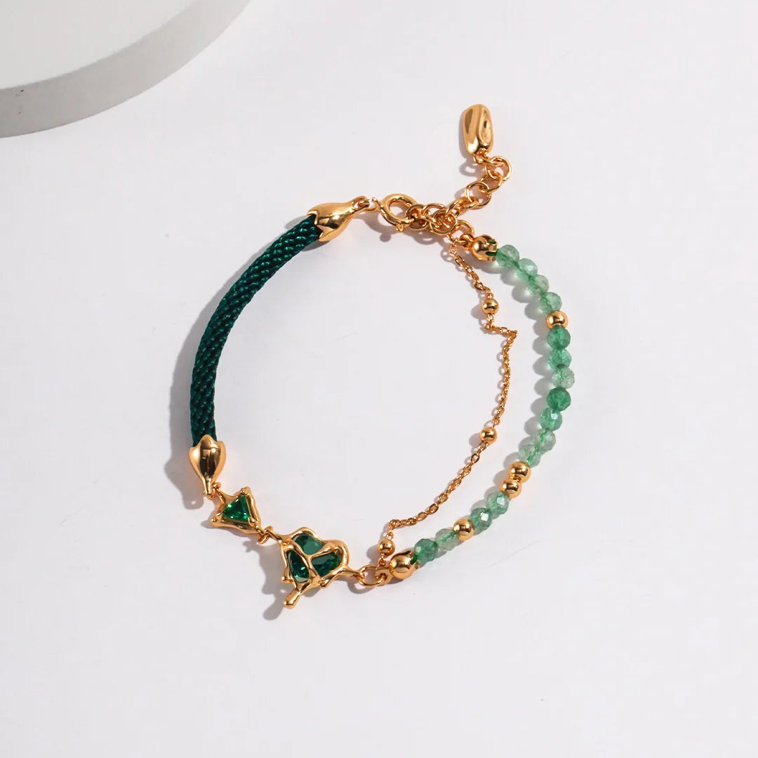 Heart Green Strawberry Crystal Bracelet