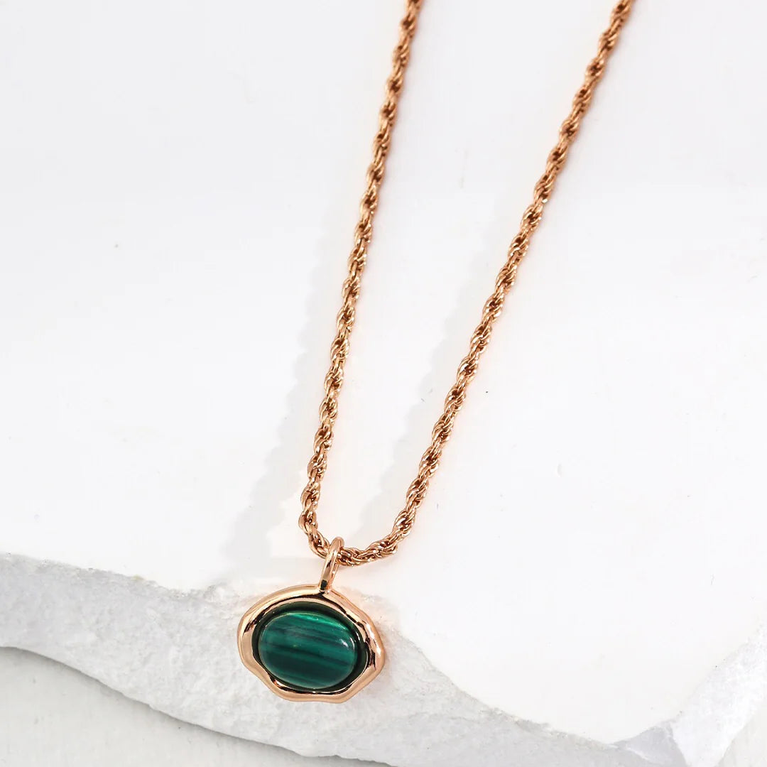 Natural Tiger's Eye / Malachite Stone Necklace