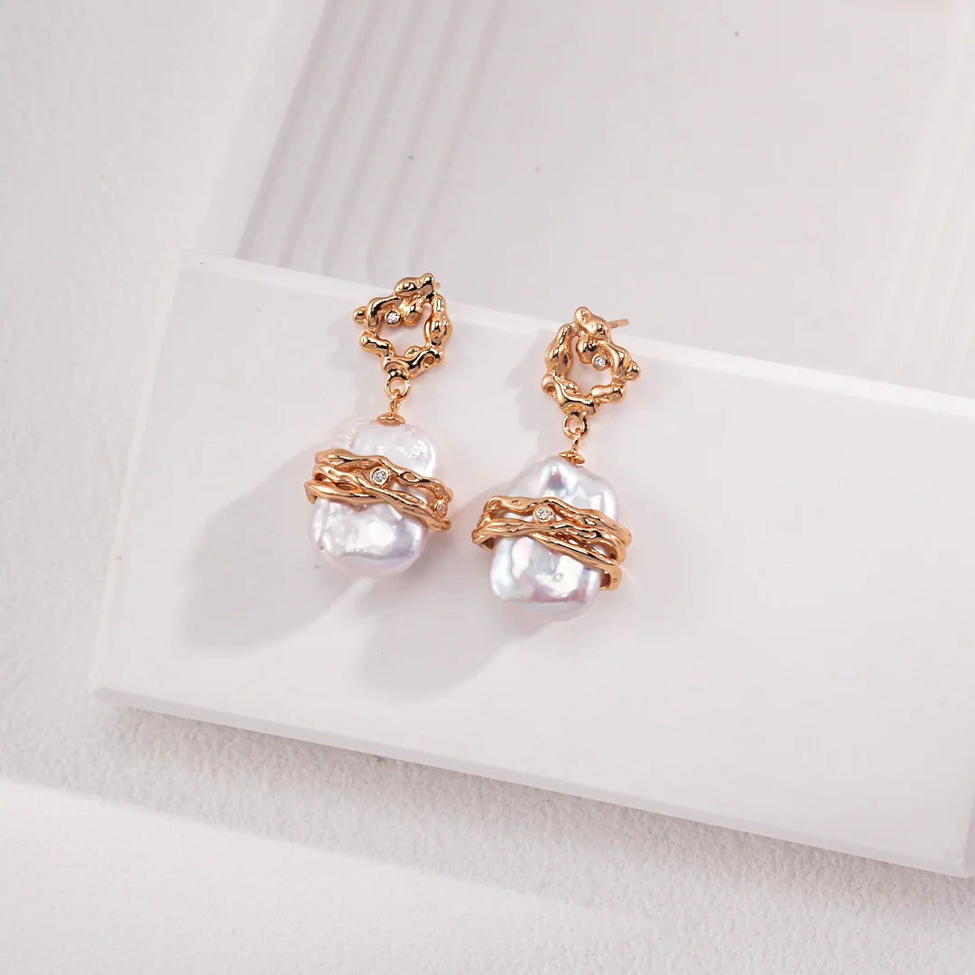 Rectangle Freshwater Pearl Earrings
