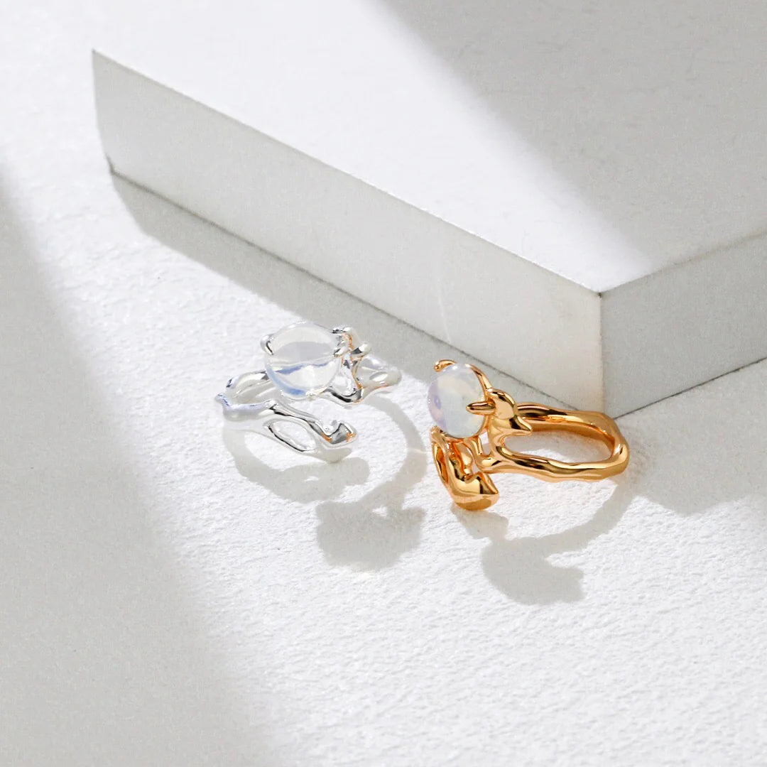 Minimalist Moonlight Opal Ring