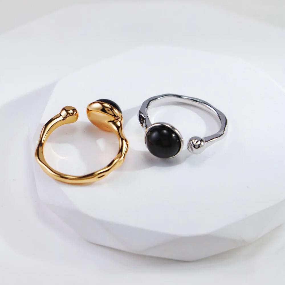 Black Onyx Open Ring