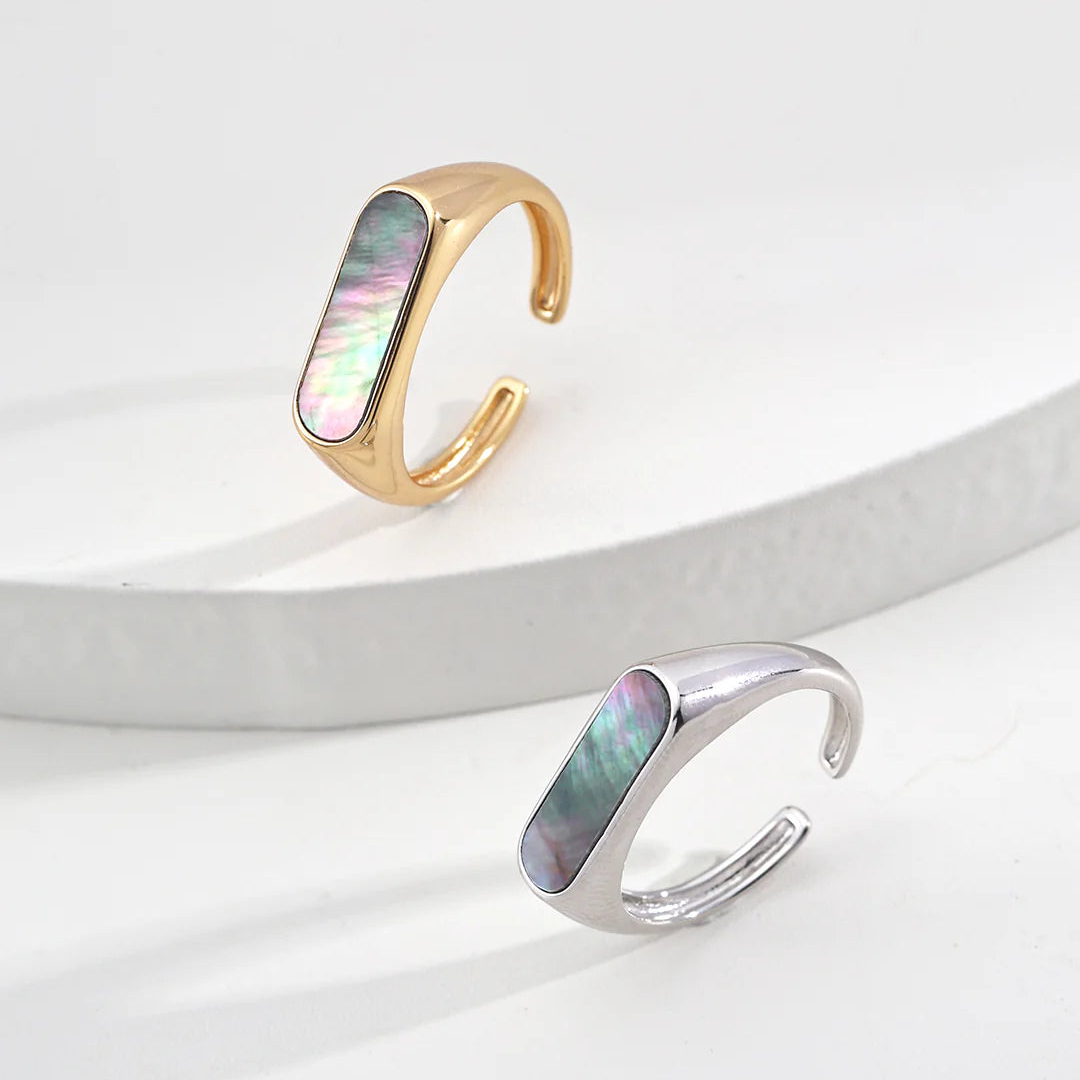 Minimalist Black Shell Open Ring