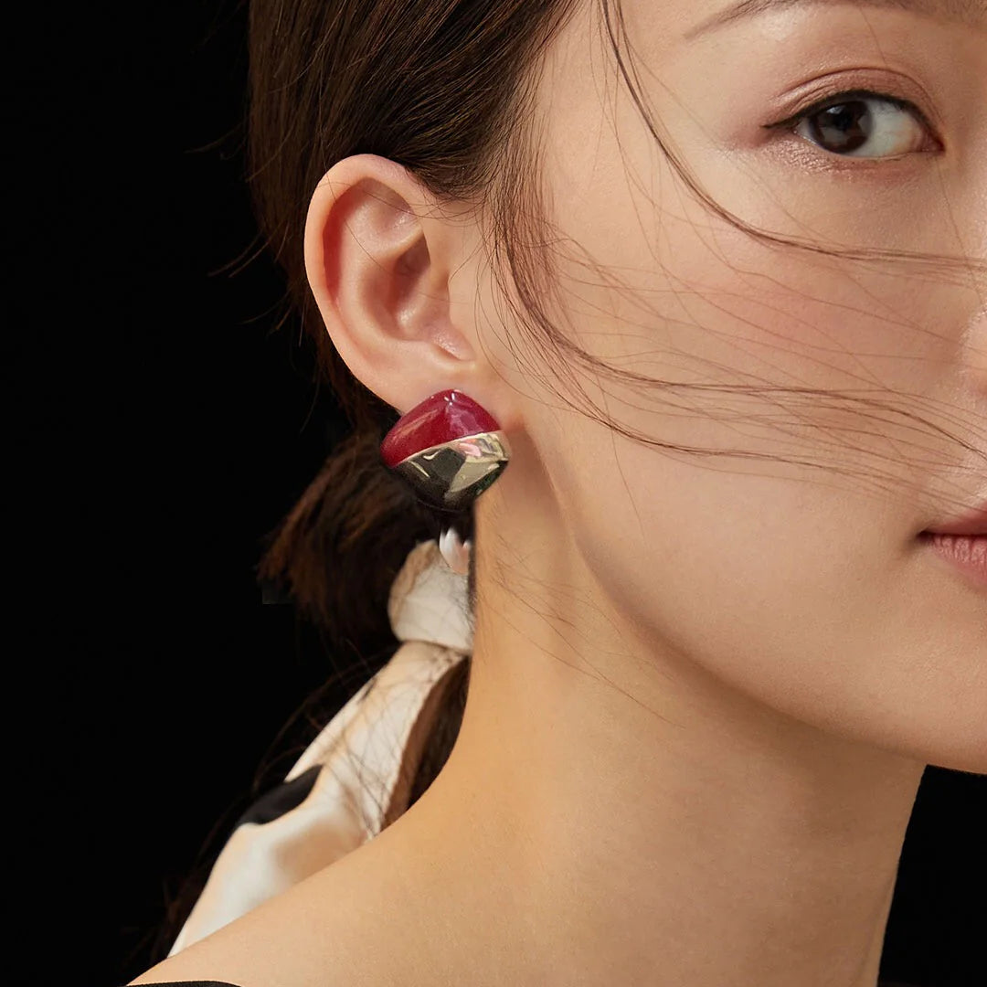 Square Drip Glaze Stud Earrings
