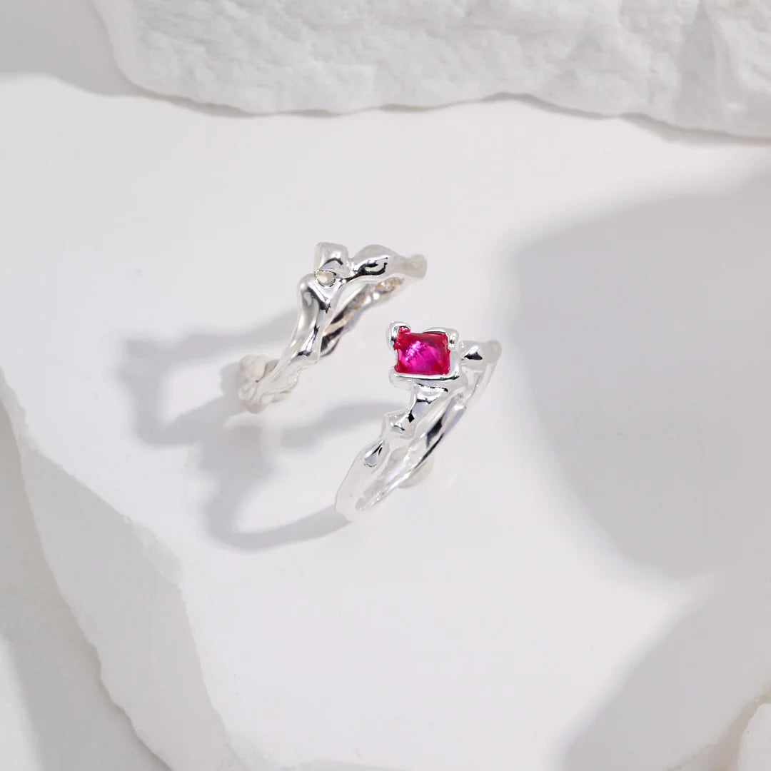 Pink Rhombus Shaped Zircon Ring