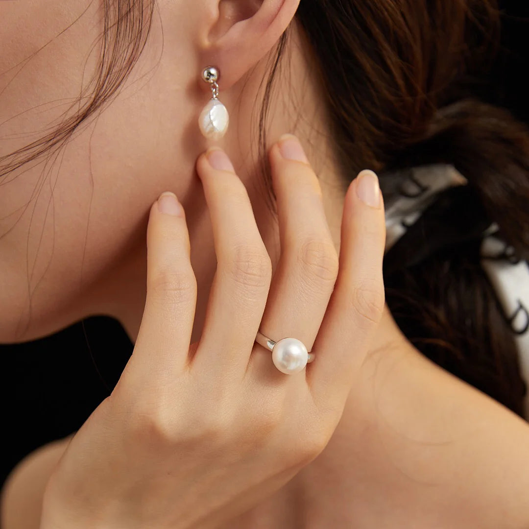 Large Pearl Open Ring