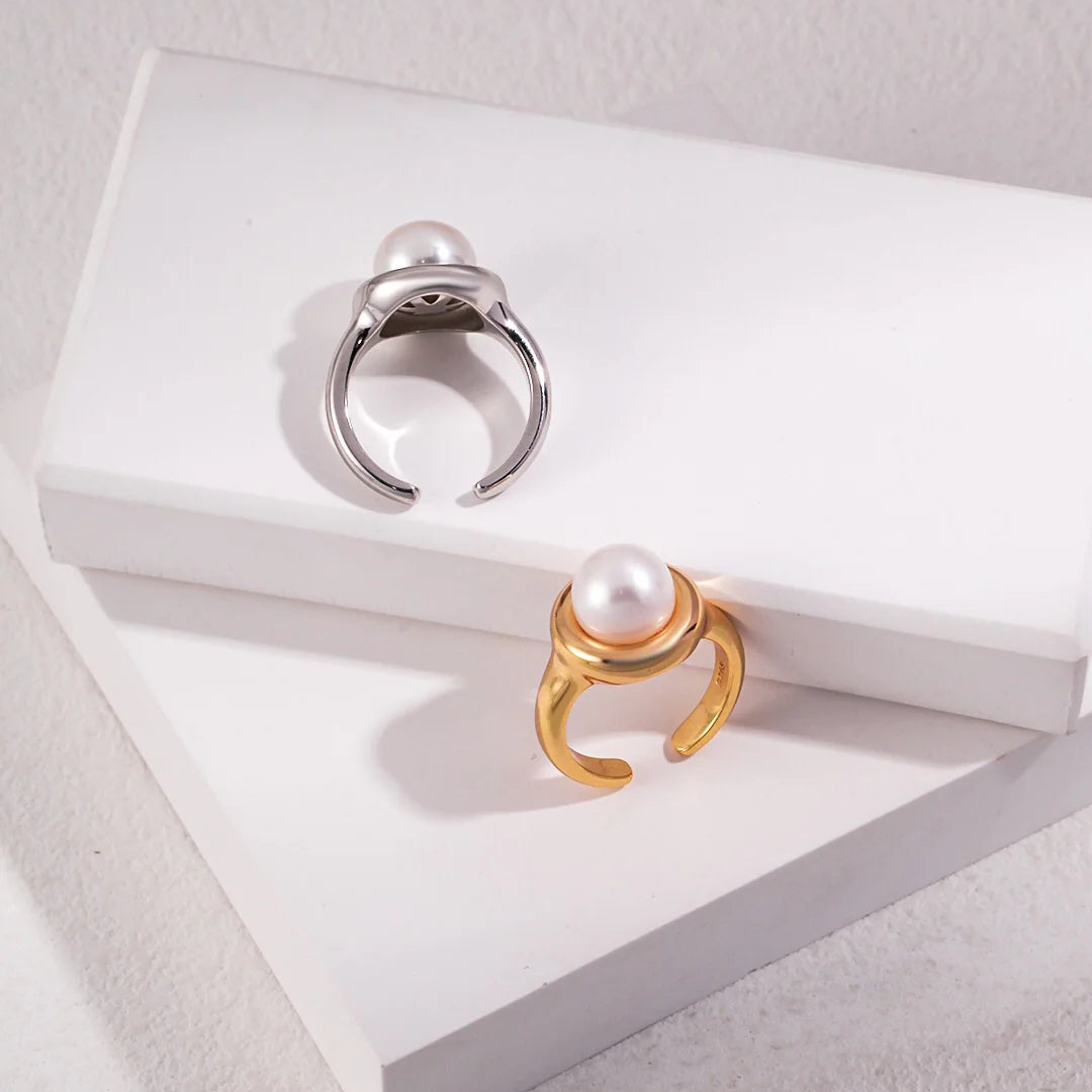 Minimal Freshwater Pearl Open Ring