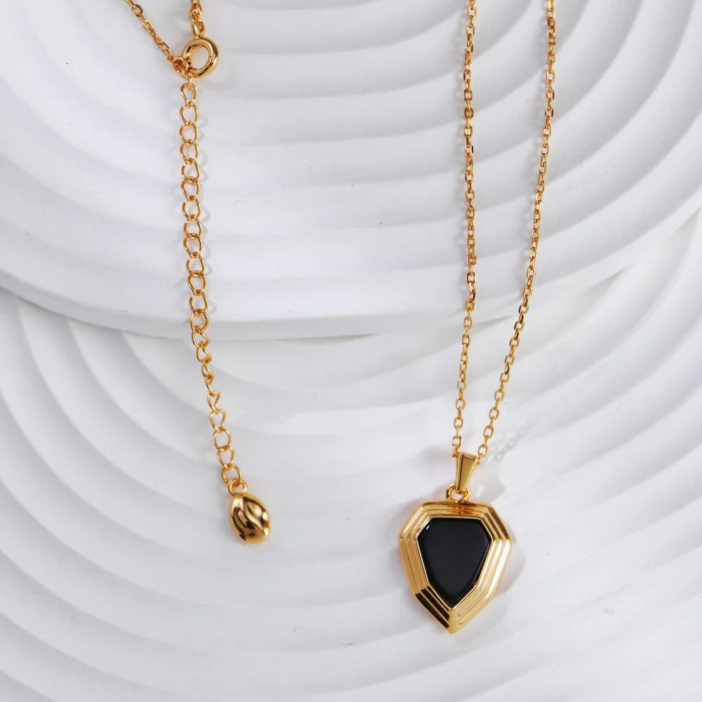 Black Onyx Shield Necklace