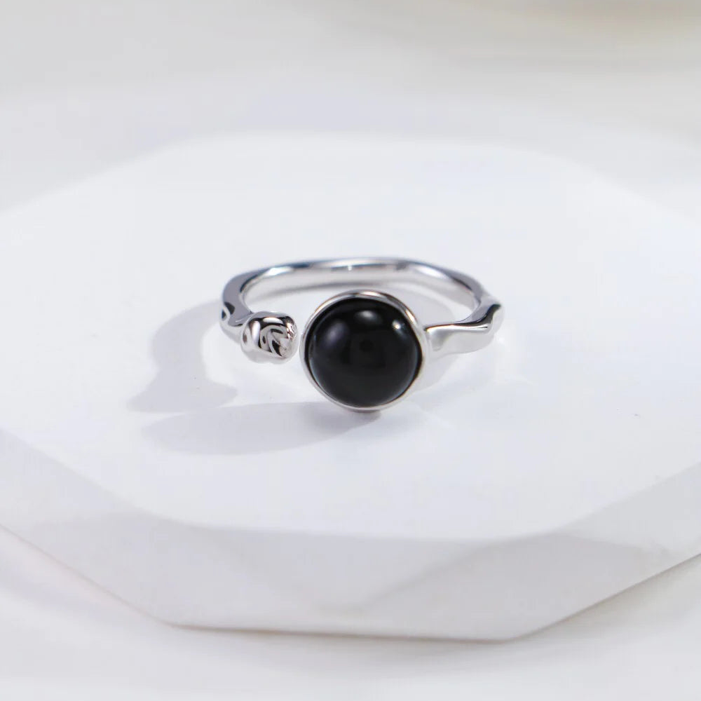 Black Onyx Open Ring
