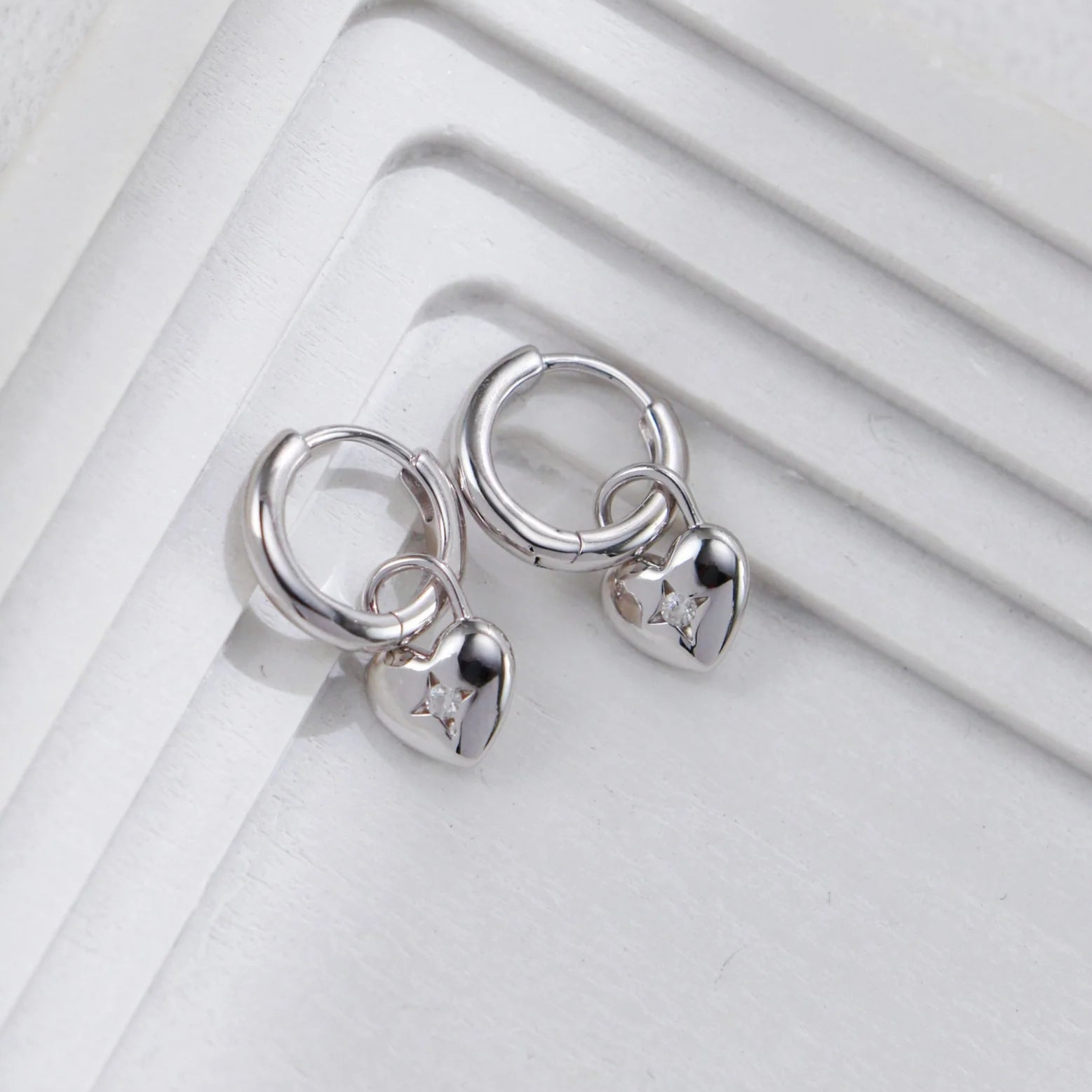 Heart-Shaped Zirconia Earrings