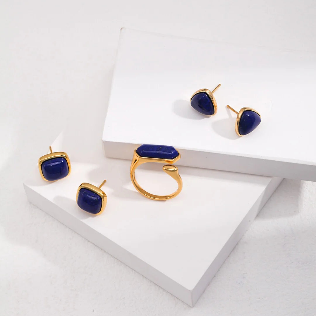 Square Natural Lapis Lazuli Earrings