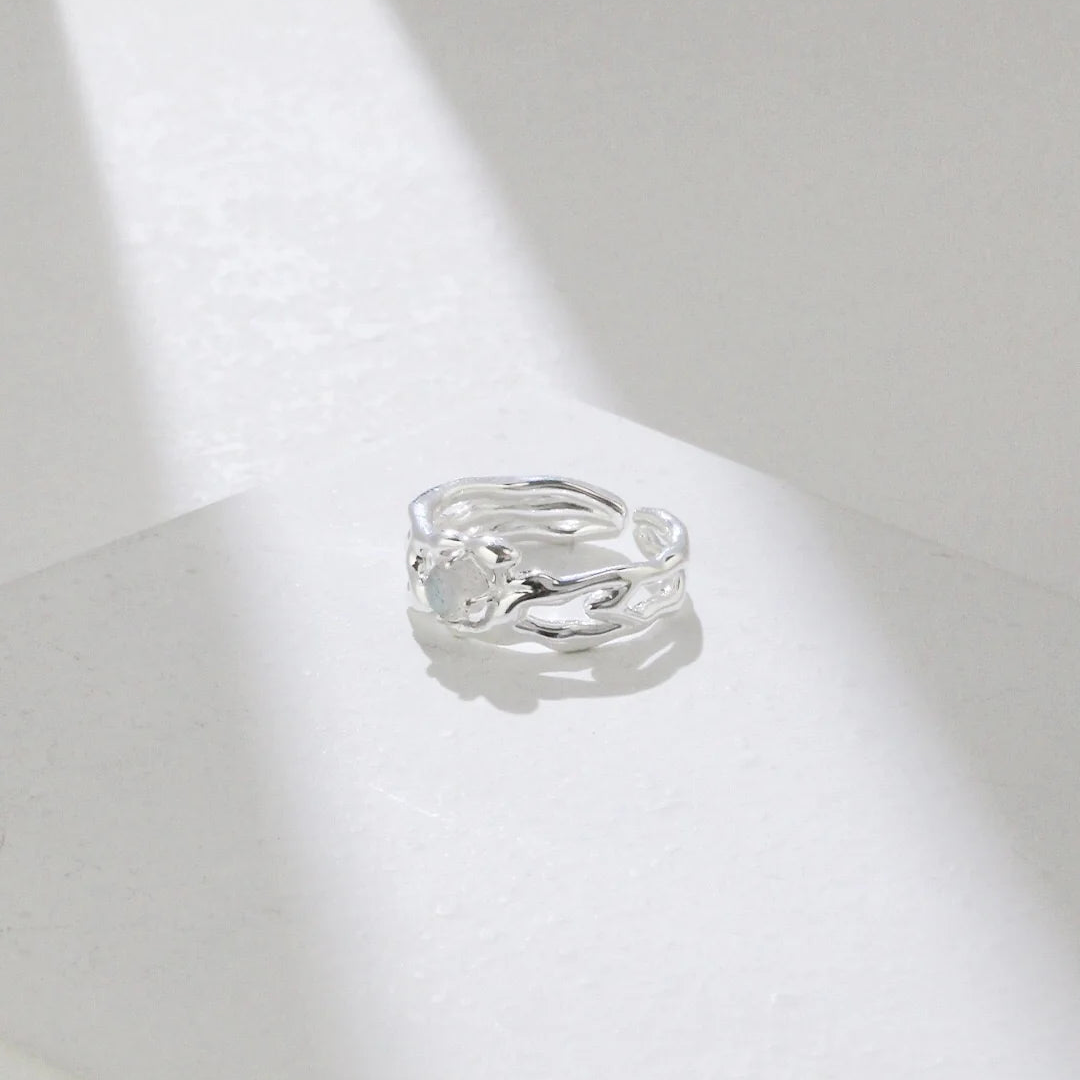 Natural Gray Moonstone Ring