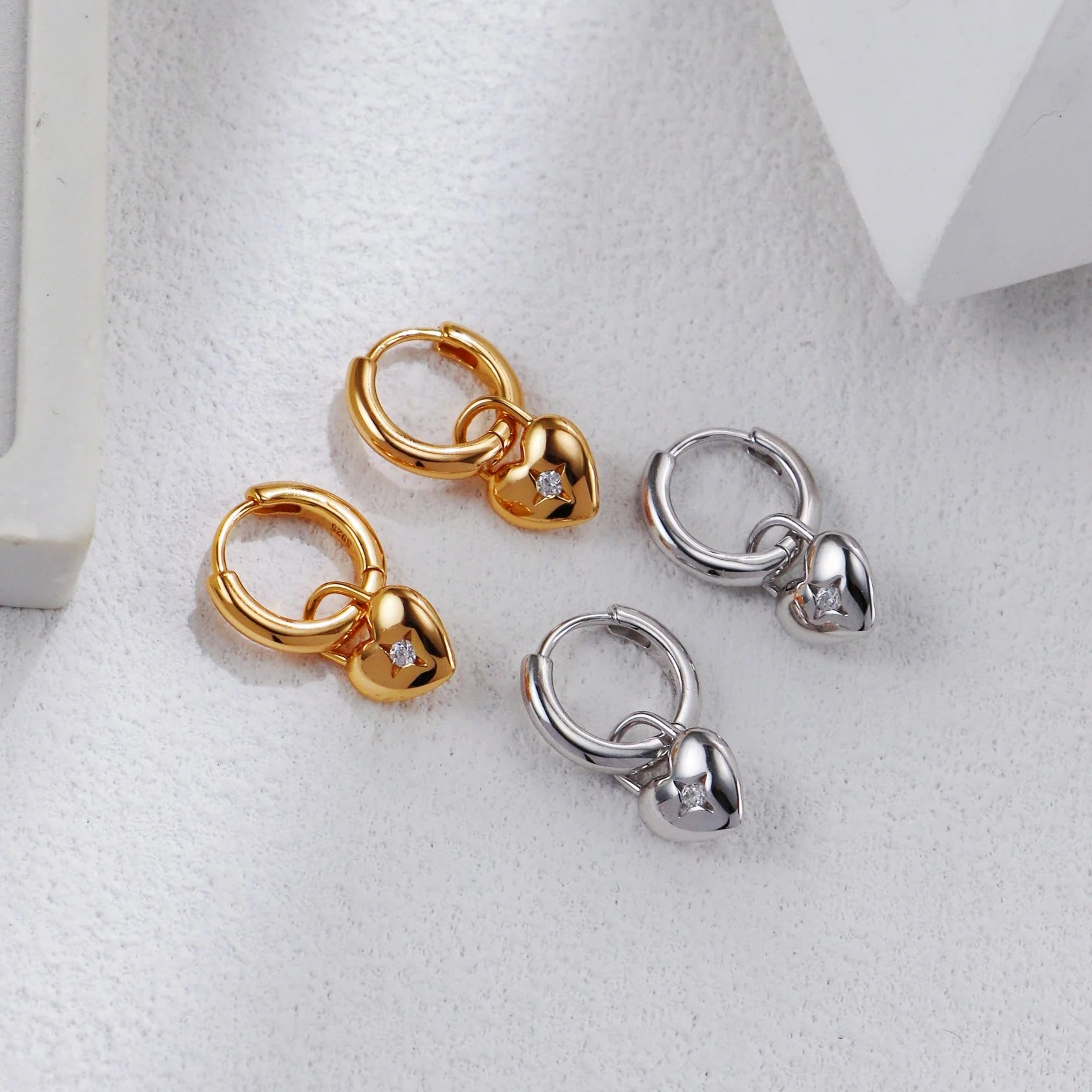 Heart-Shaped Zirconia Earrings