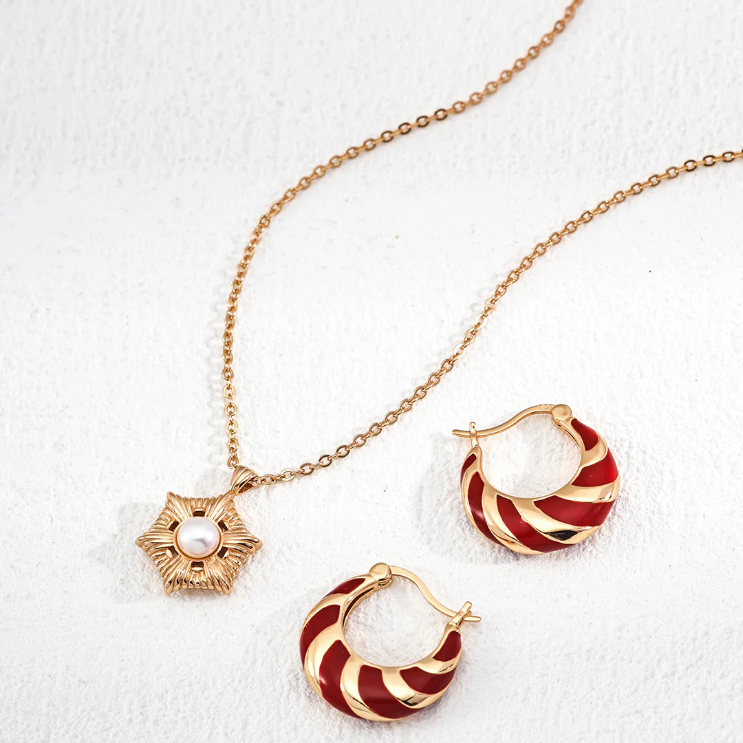 Minimalist Red Glazed Earrings