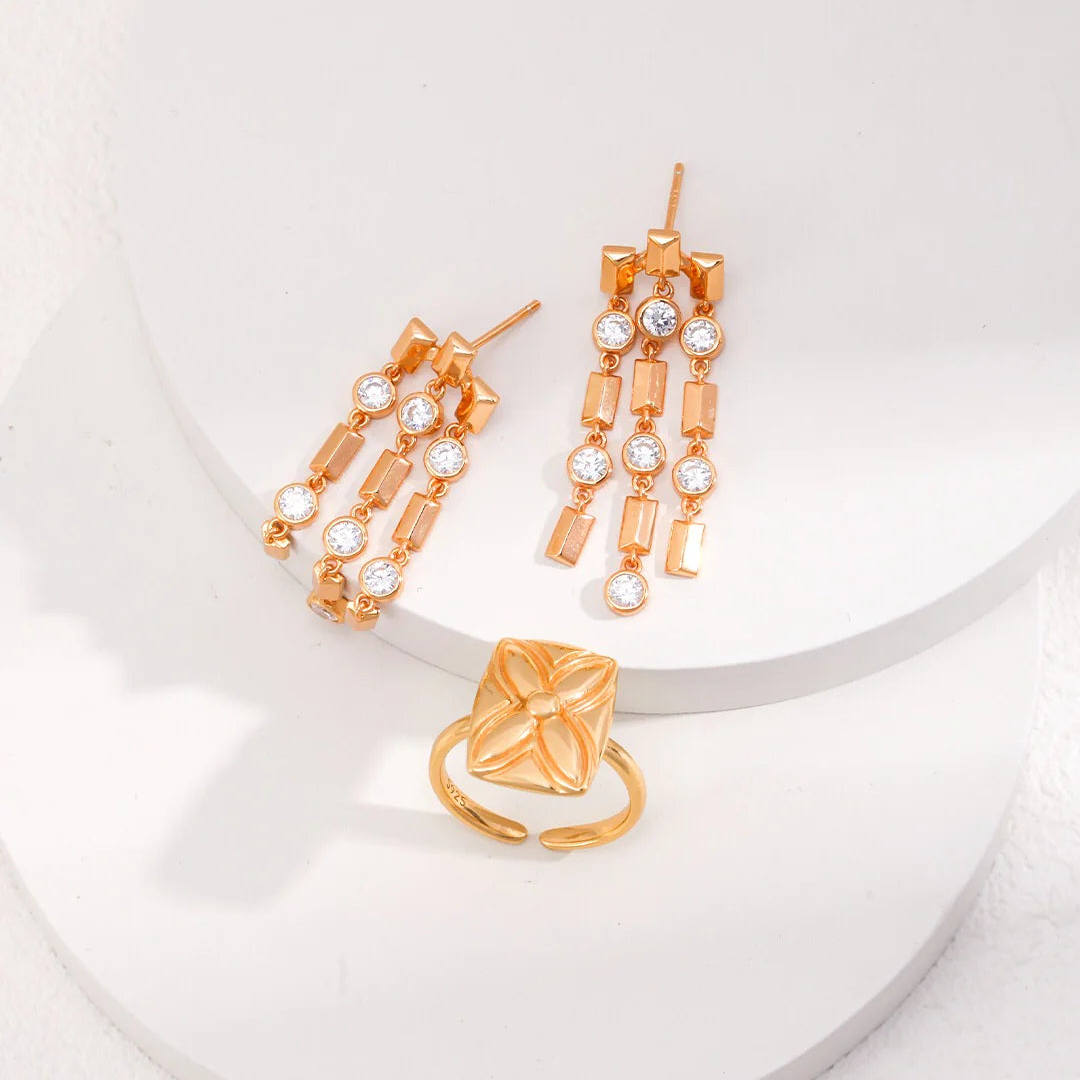 Simple Tassel Zircon Earrings
