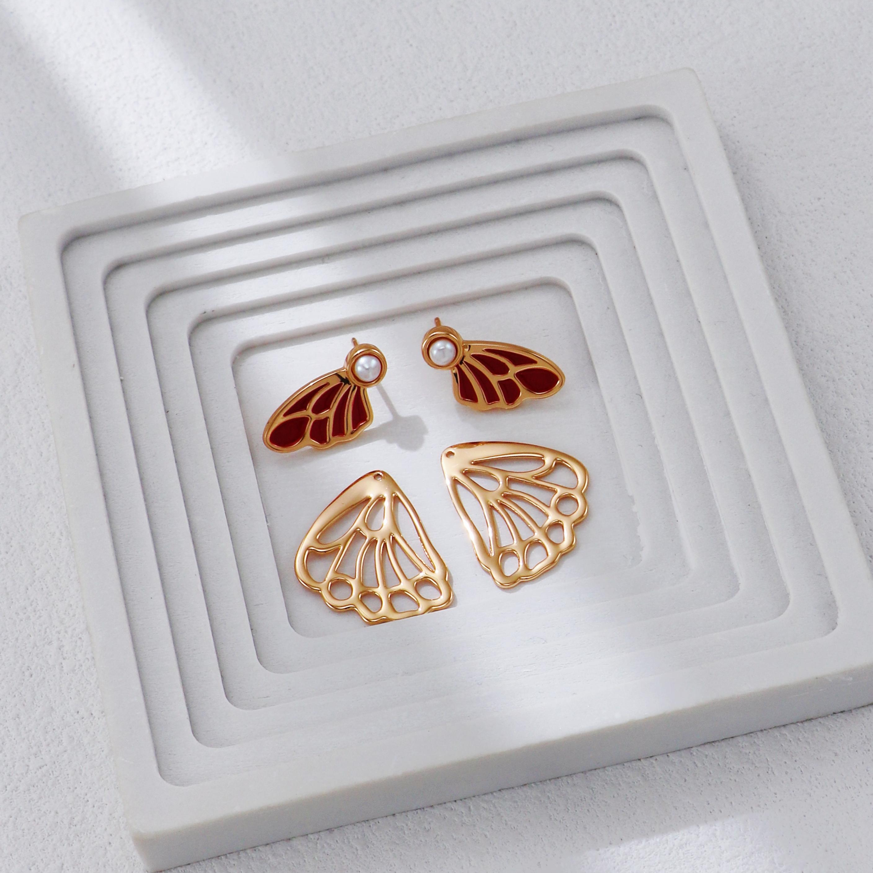 Red Drip Glaze Butterfly Earrings