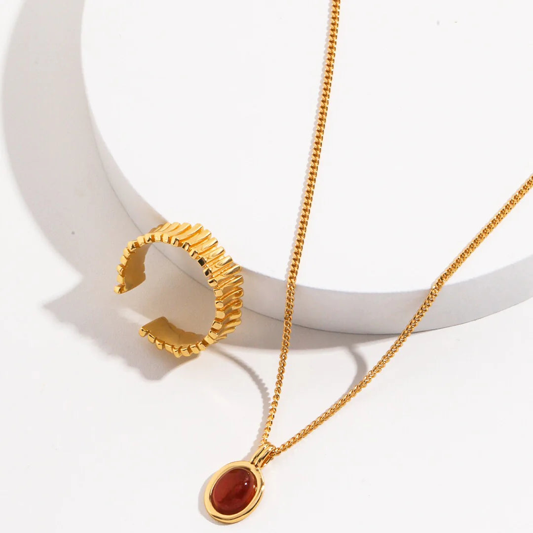 Red Agate Drop Necklace