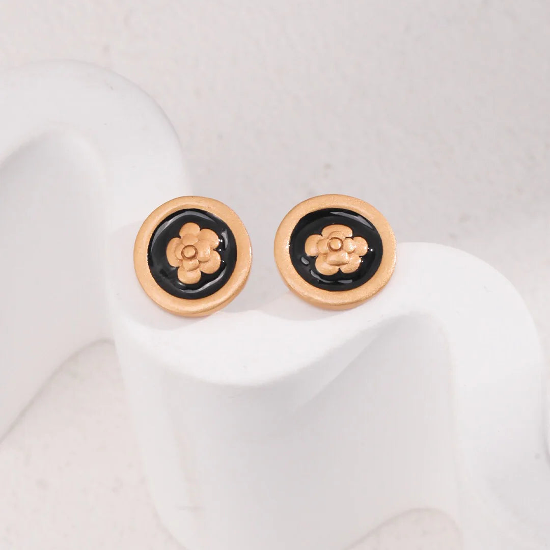 Camellia Drop Glaze Stud Earrings