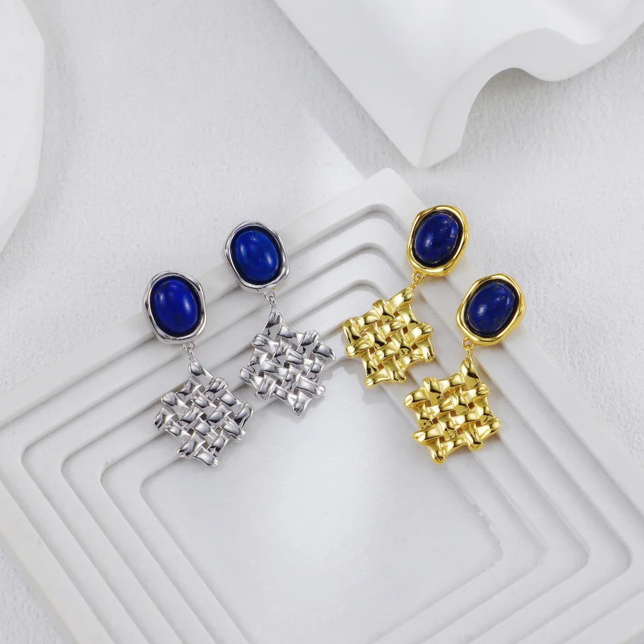 Lapis Lazuli Braided Earrings