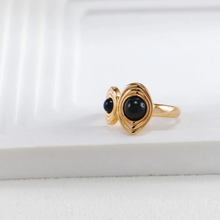 Vintage Black Agate Ring