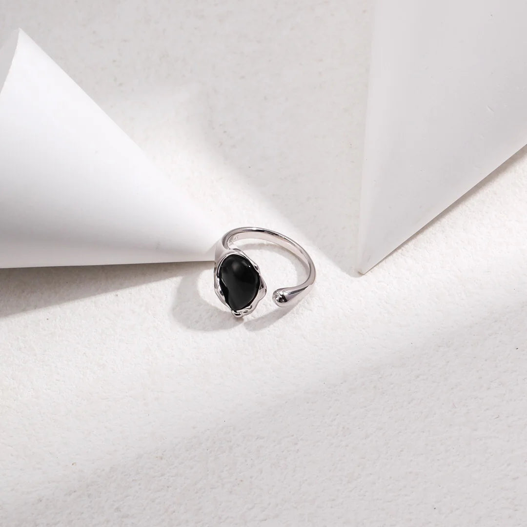 Black Agate Open Ring