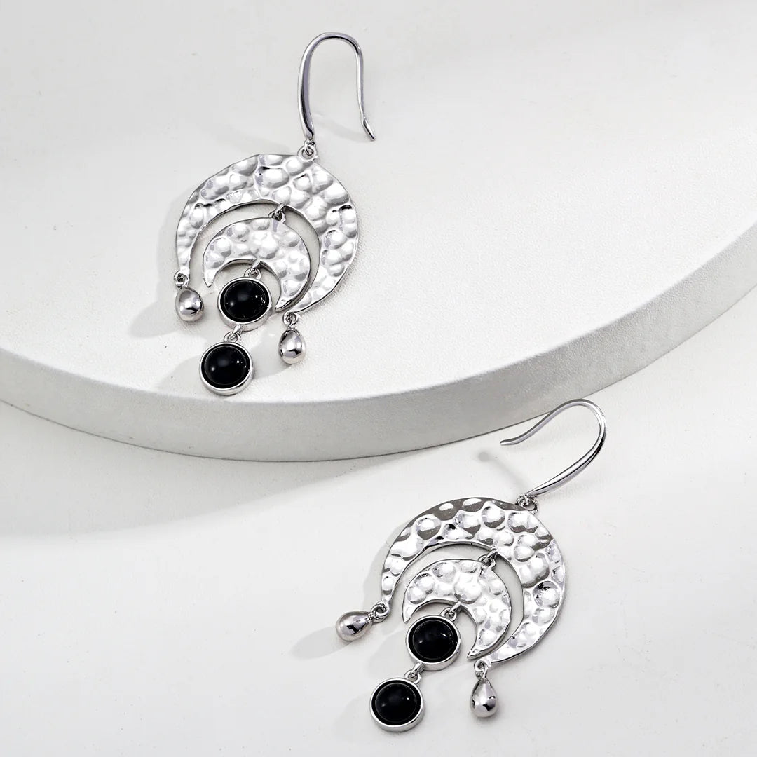 Black Onyx Vintage Earrings