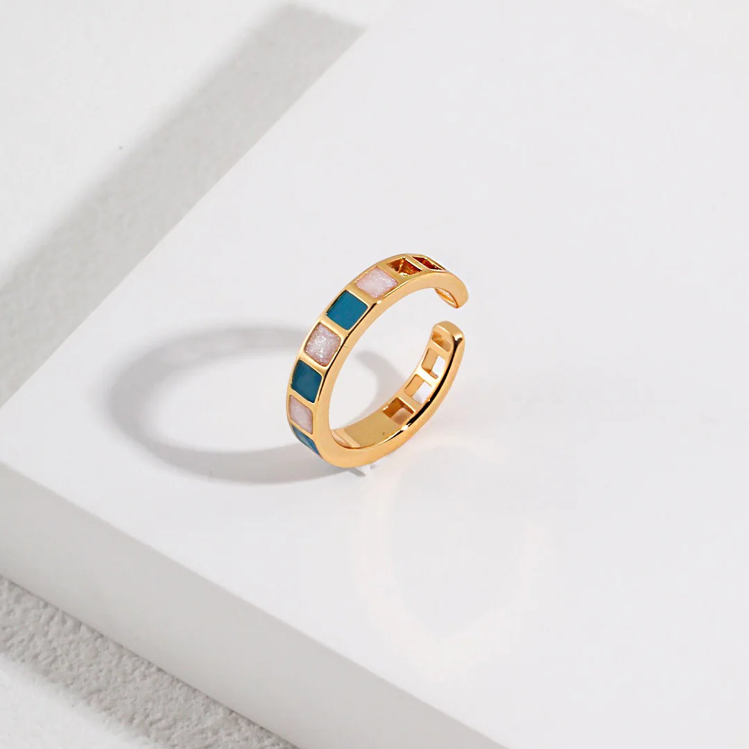 Open Adjustable Square Drip Glaze Ring