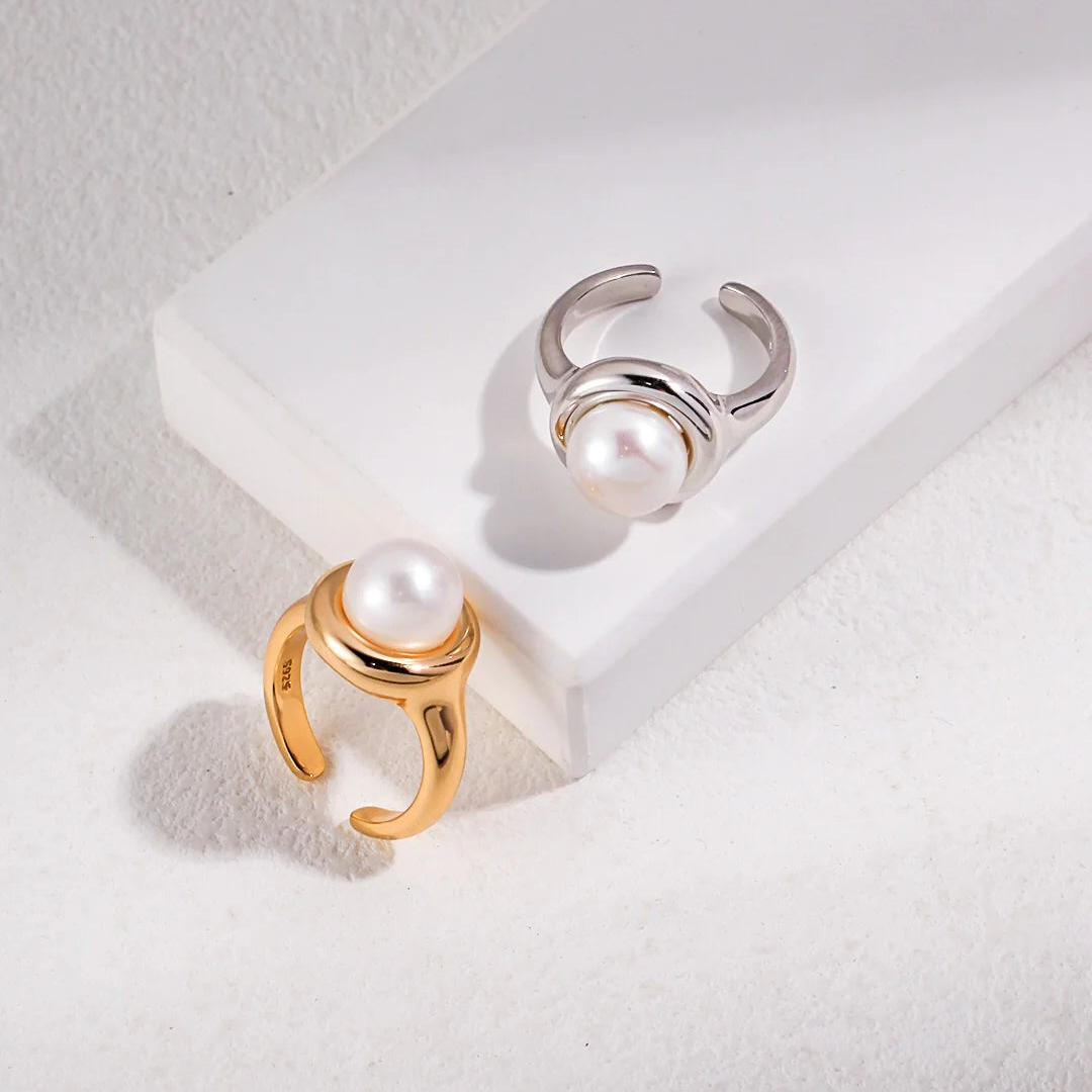 Minimal Freshwater Pearl Open Ring
