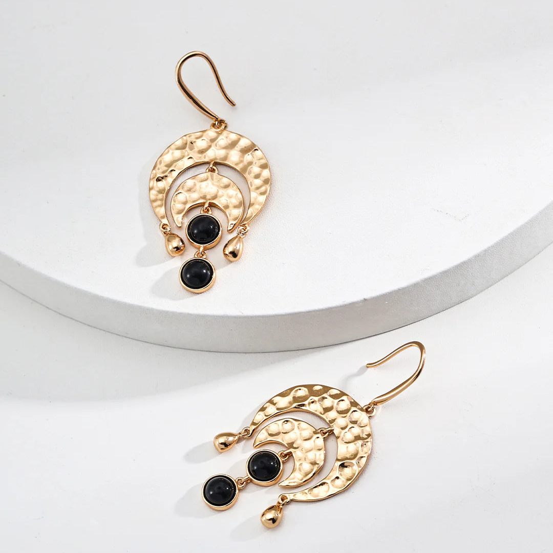 Black Onyx Vintage Earrings