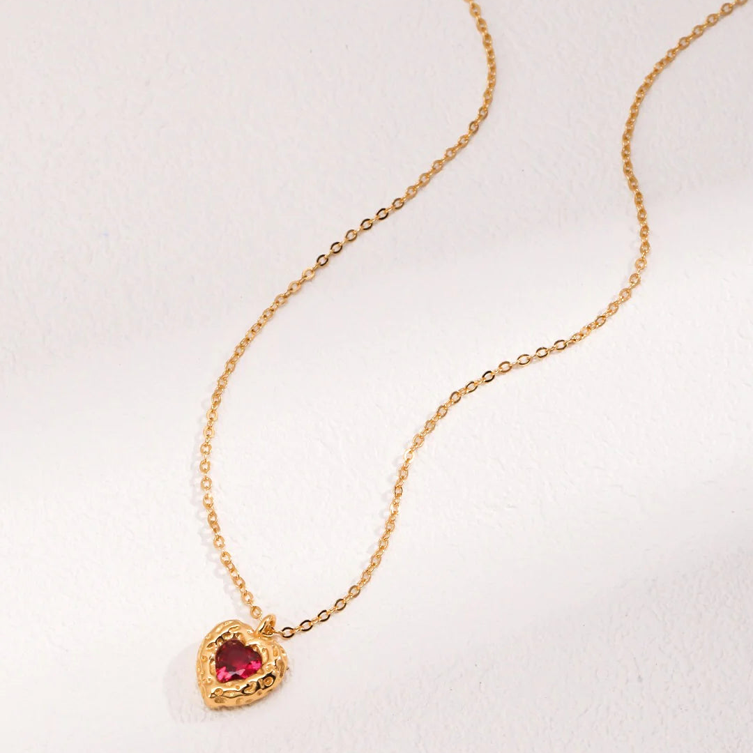 Red Steel Jade Love Zircon Necklace