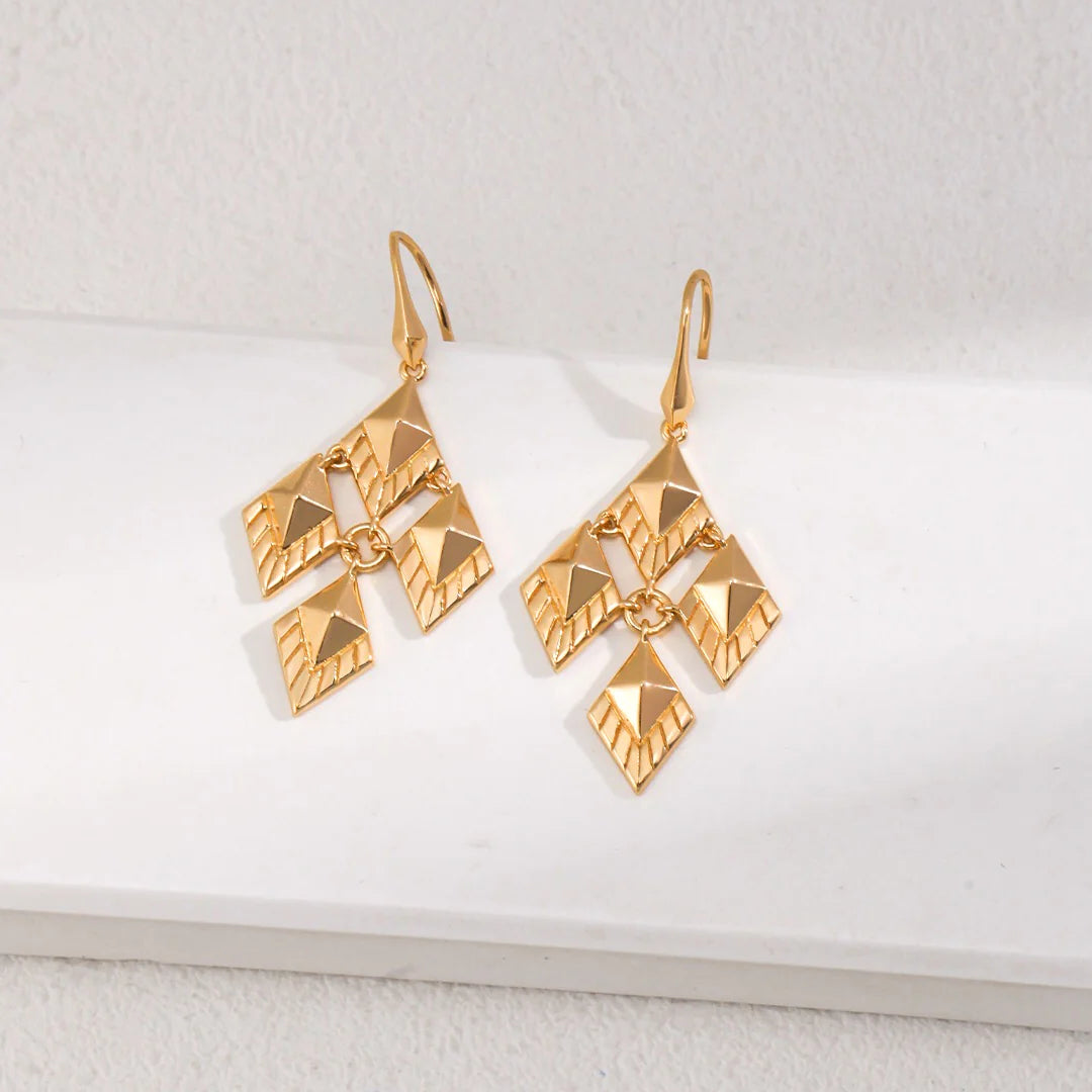Rhombus Design Drop Earrings