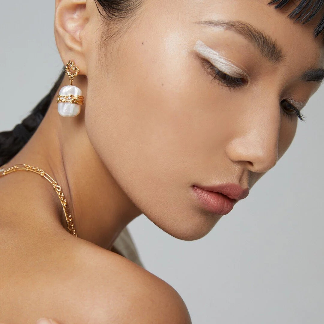 Rectangle Freshwater Pearl Earrings