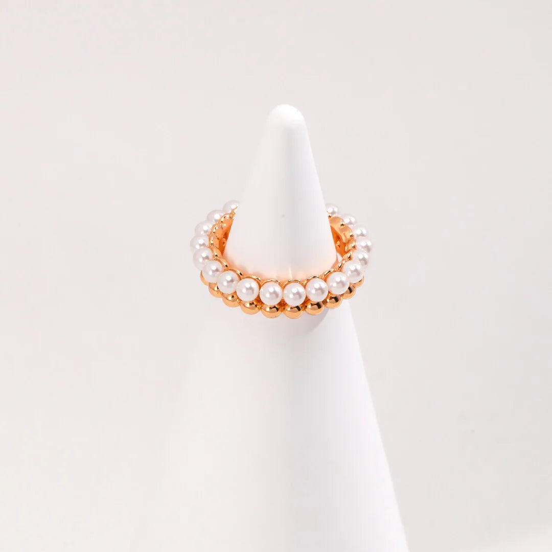 Dainty Pearl Beaded Stacking Band Ring