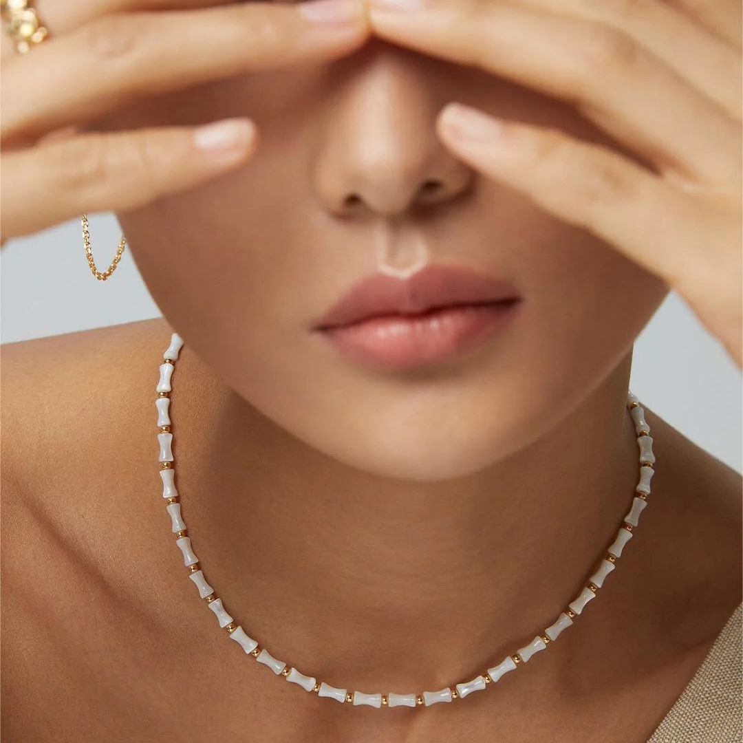 White Bamboo Choker Necklace