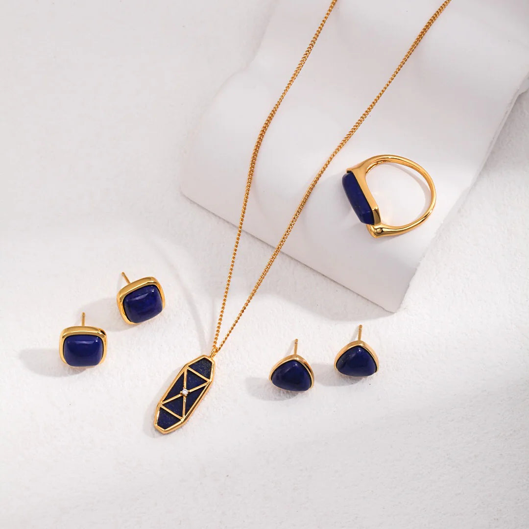 Square Natural Lapis Lazuli Earrings