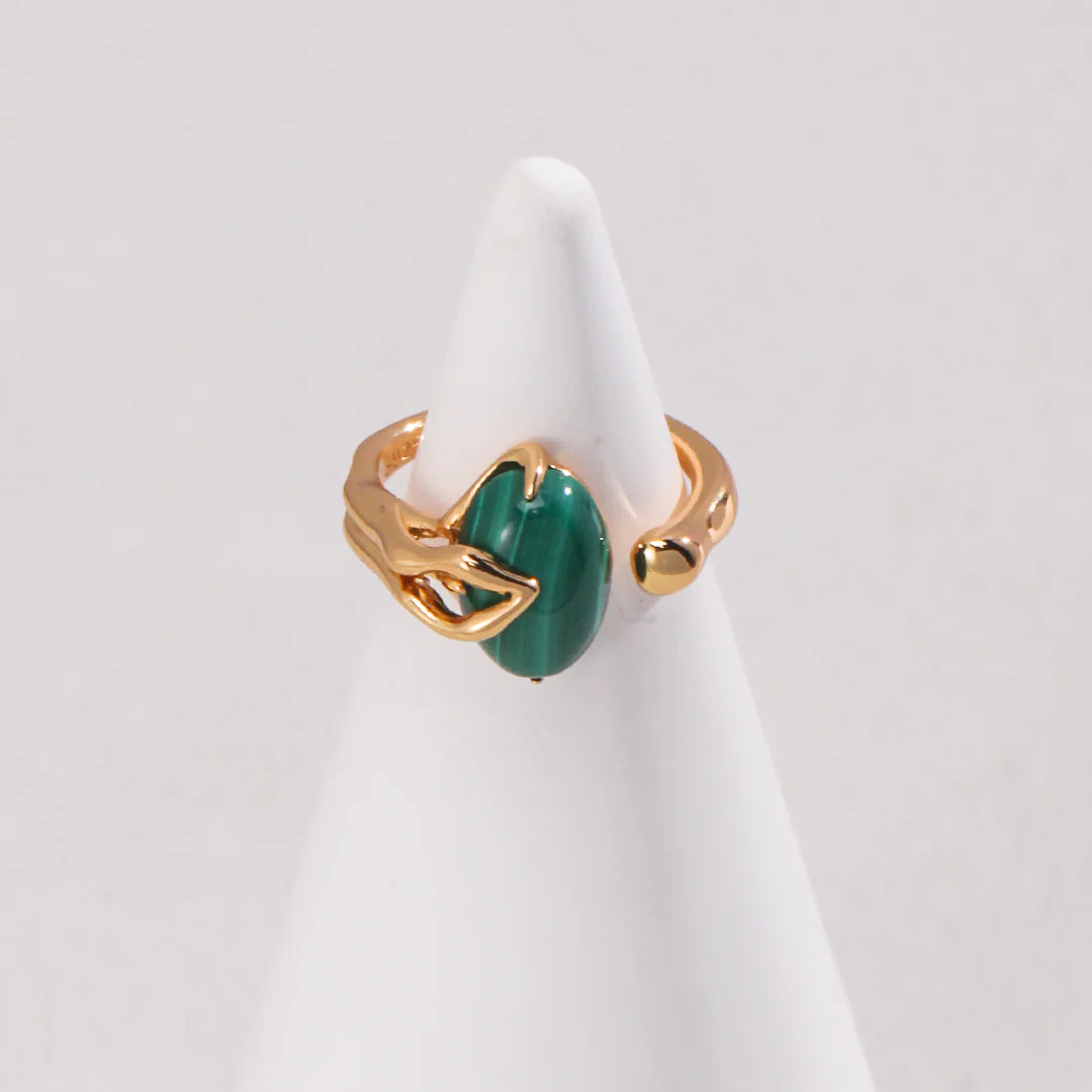 Natural Malachite Open Ring