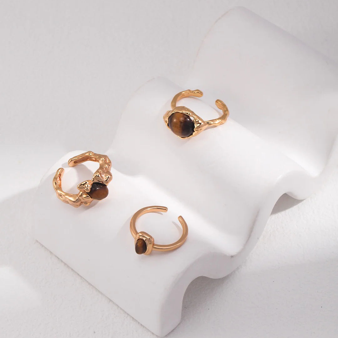 Vintage Style Inlaid Tiger Eye Stone Ring
