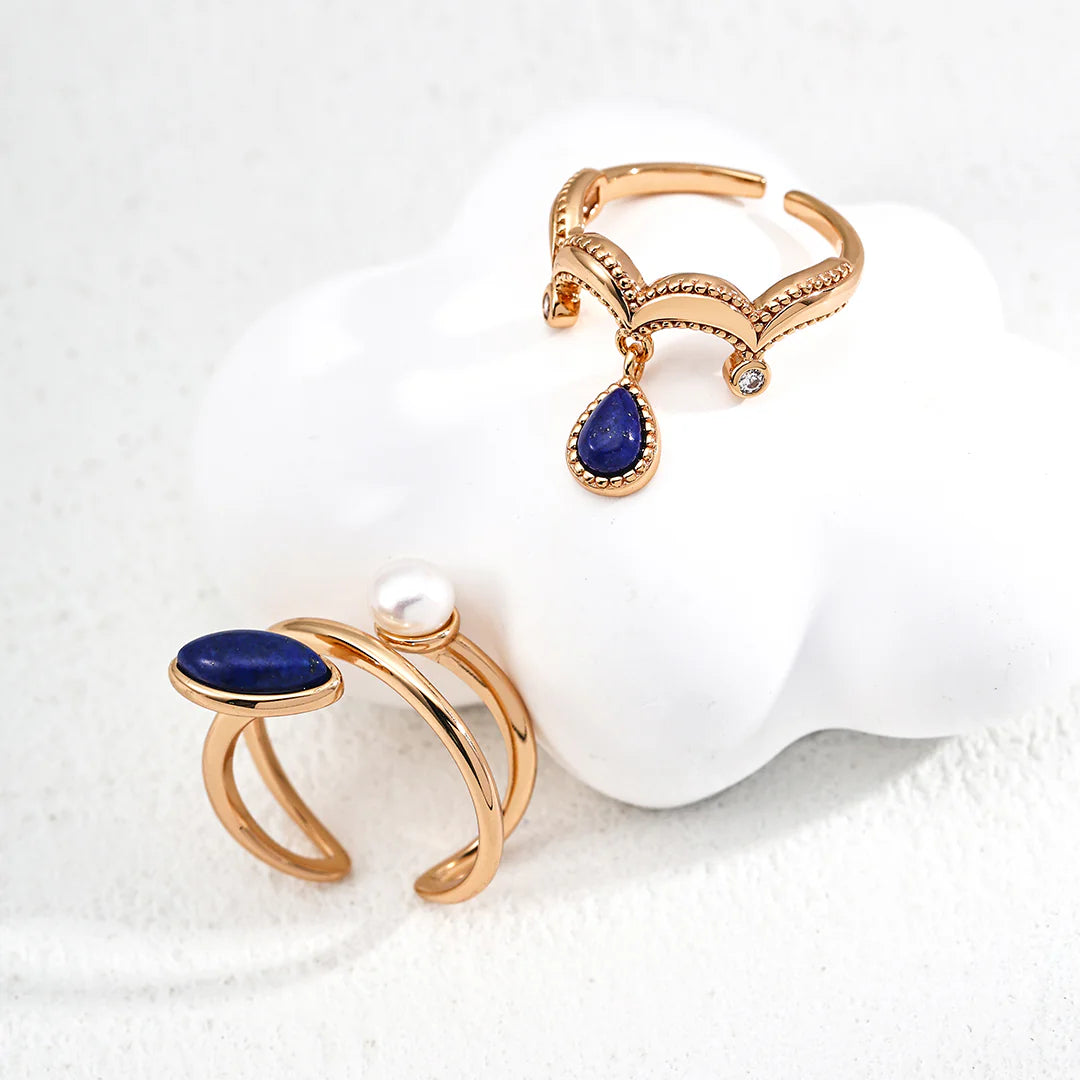 Vintage Natural Lapis Lazuli Zircon Ring