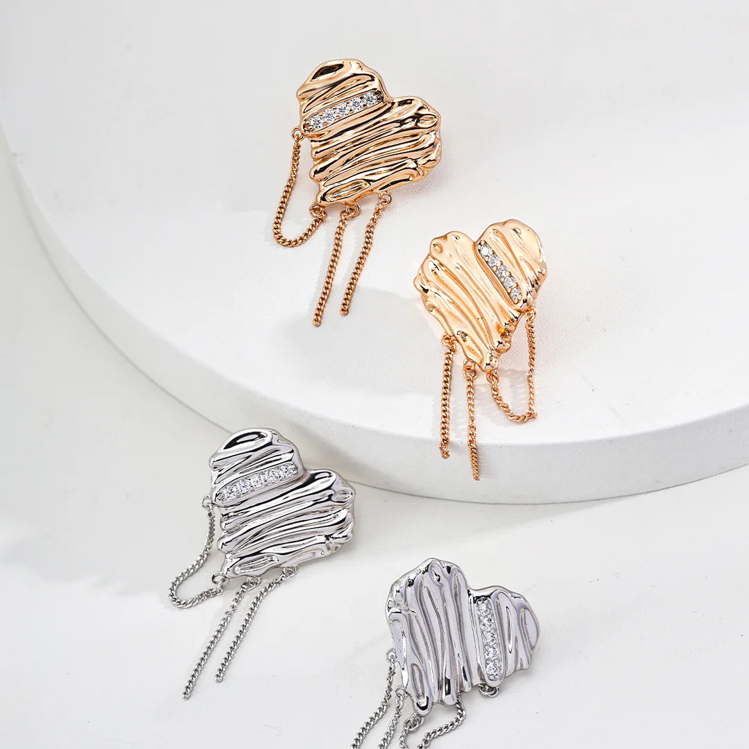 Simple Heart-Shaped Zircon Earrings