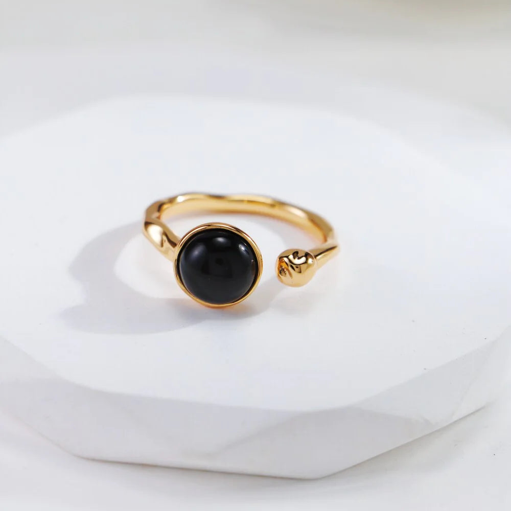 Black Onyx Open Ring
