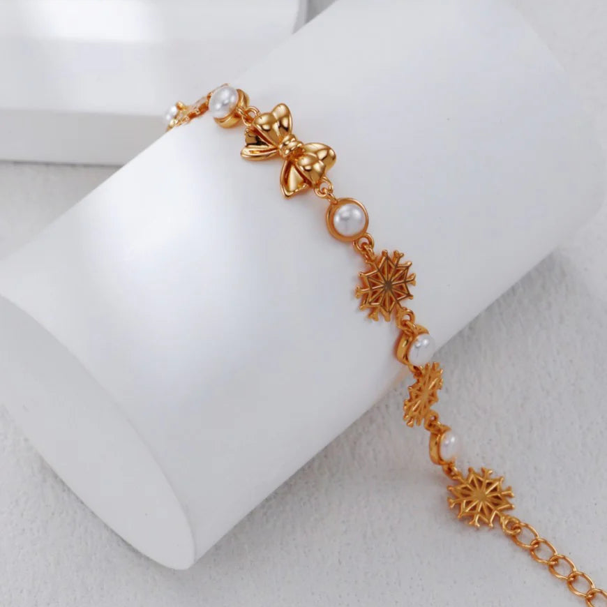 Christmas-Themed Pearl Bracelet