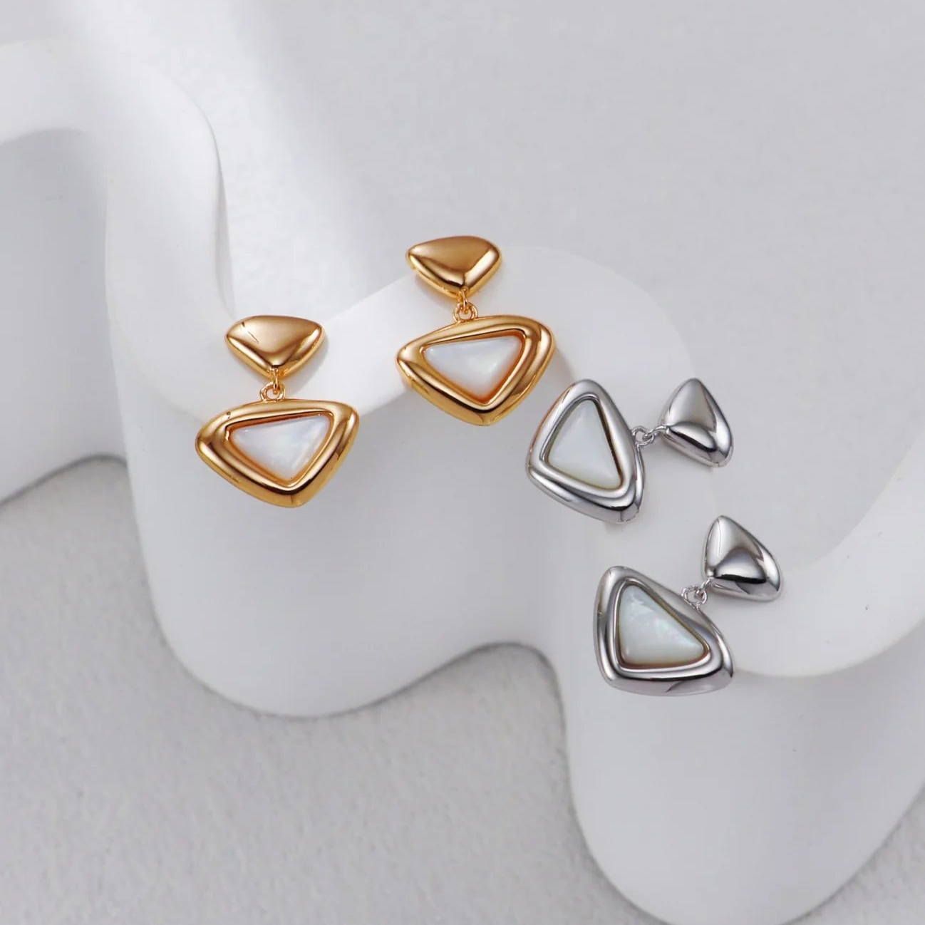 White Shell Triangle Earrings