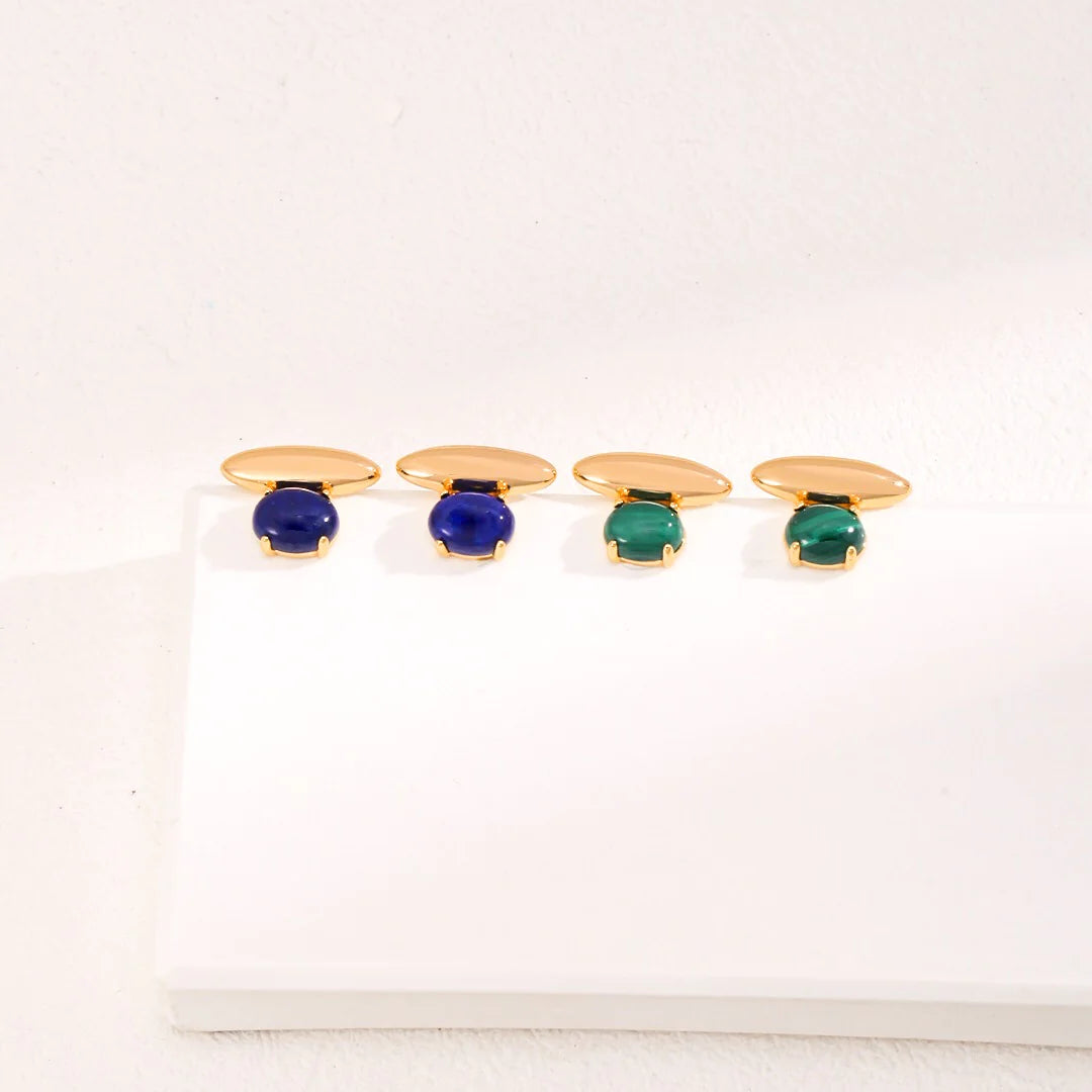 Blue Lapis Lazuli Stud Earrings