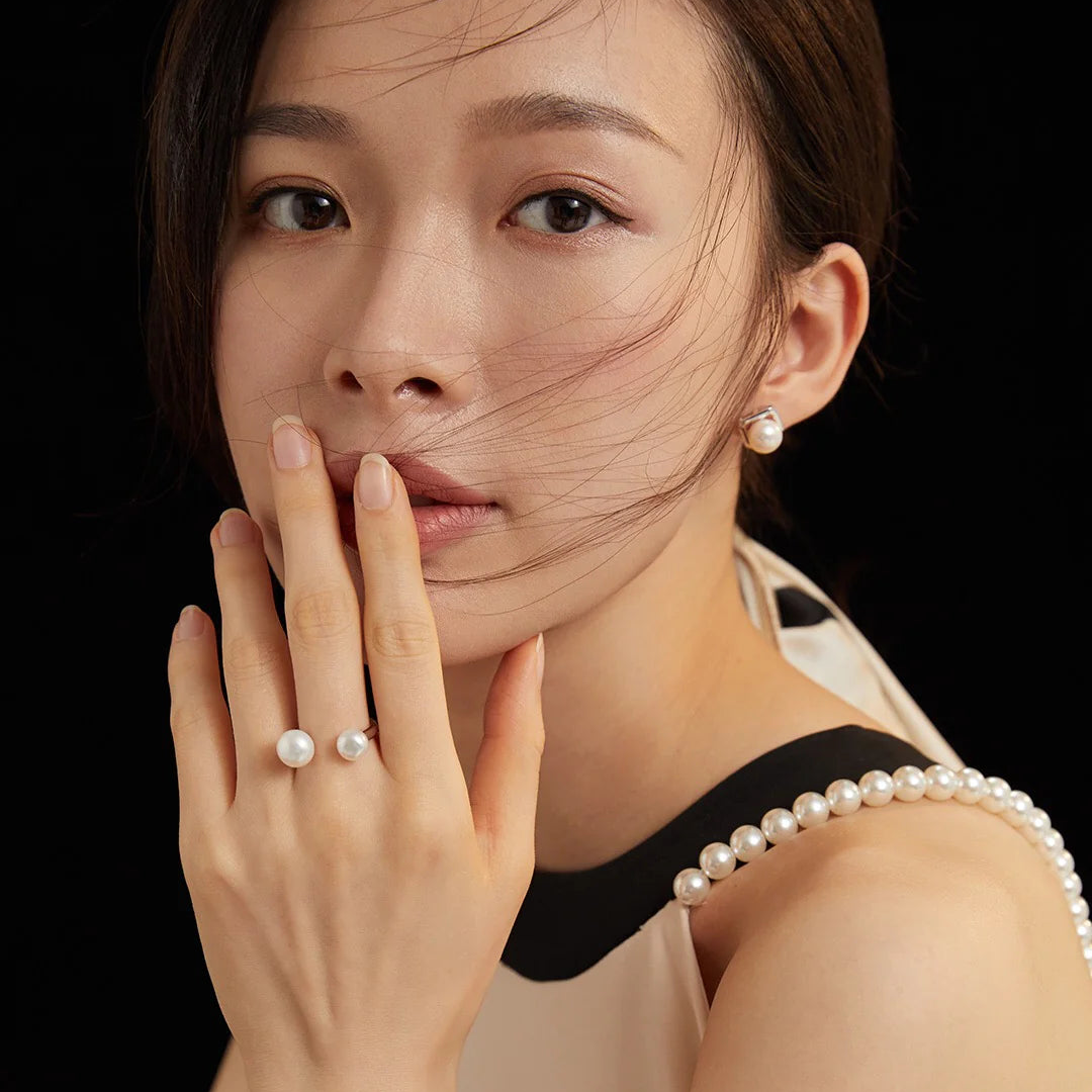 Double Pearl Open Ring