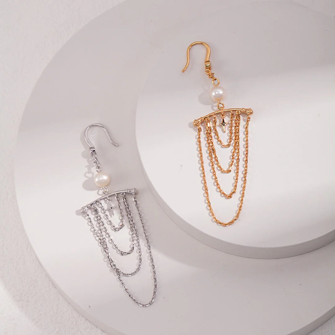 Chain Tassel Pearl Earrings