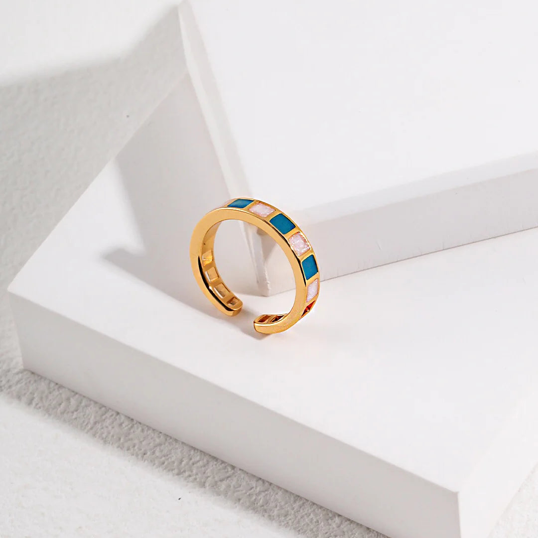 Open Adjustable Square Drip Glaze Ring