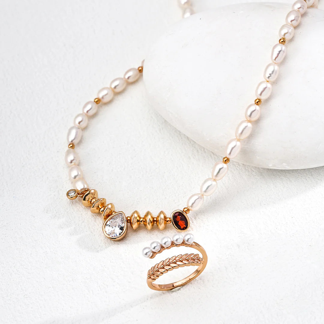 Natural Pearl Zircon Necklace