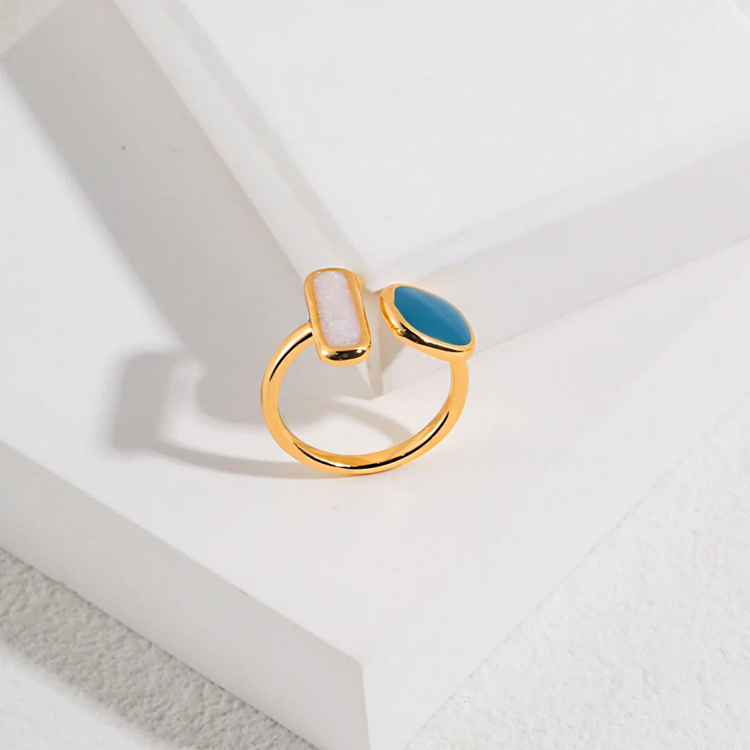 Minimalist Band Drip Glaze Open Ring