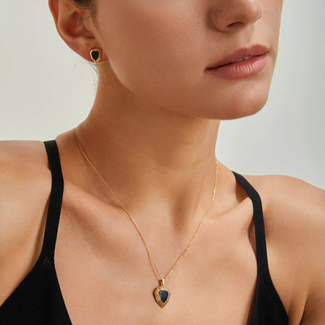 Black Onyx Shield Necklace