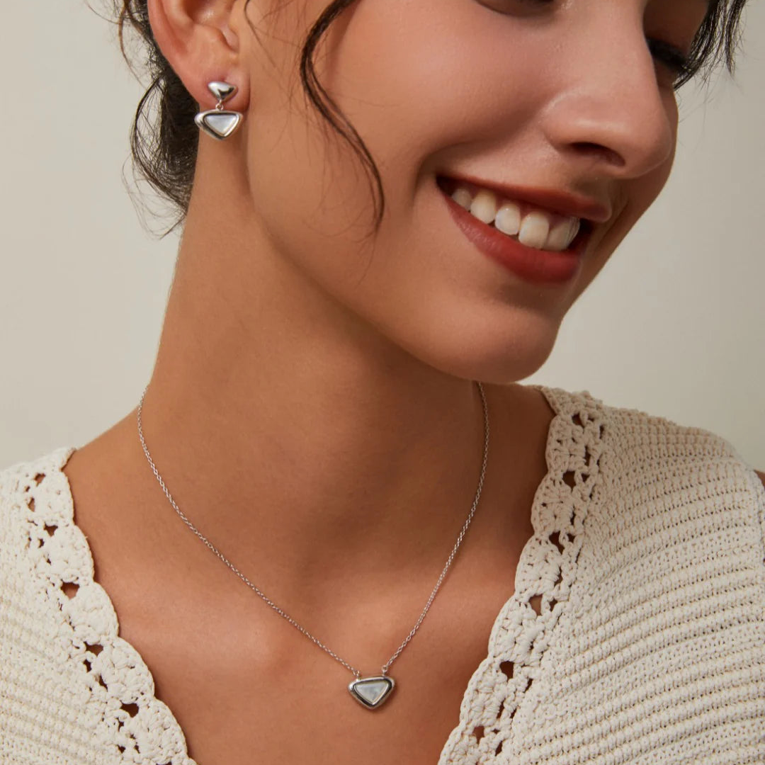 White Shell Triangle Earrings