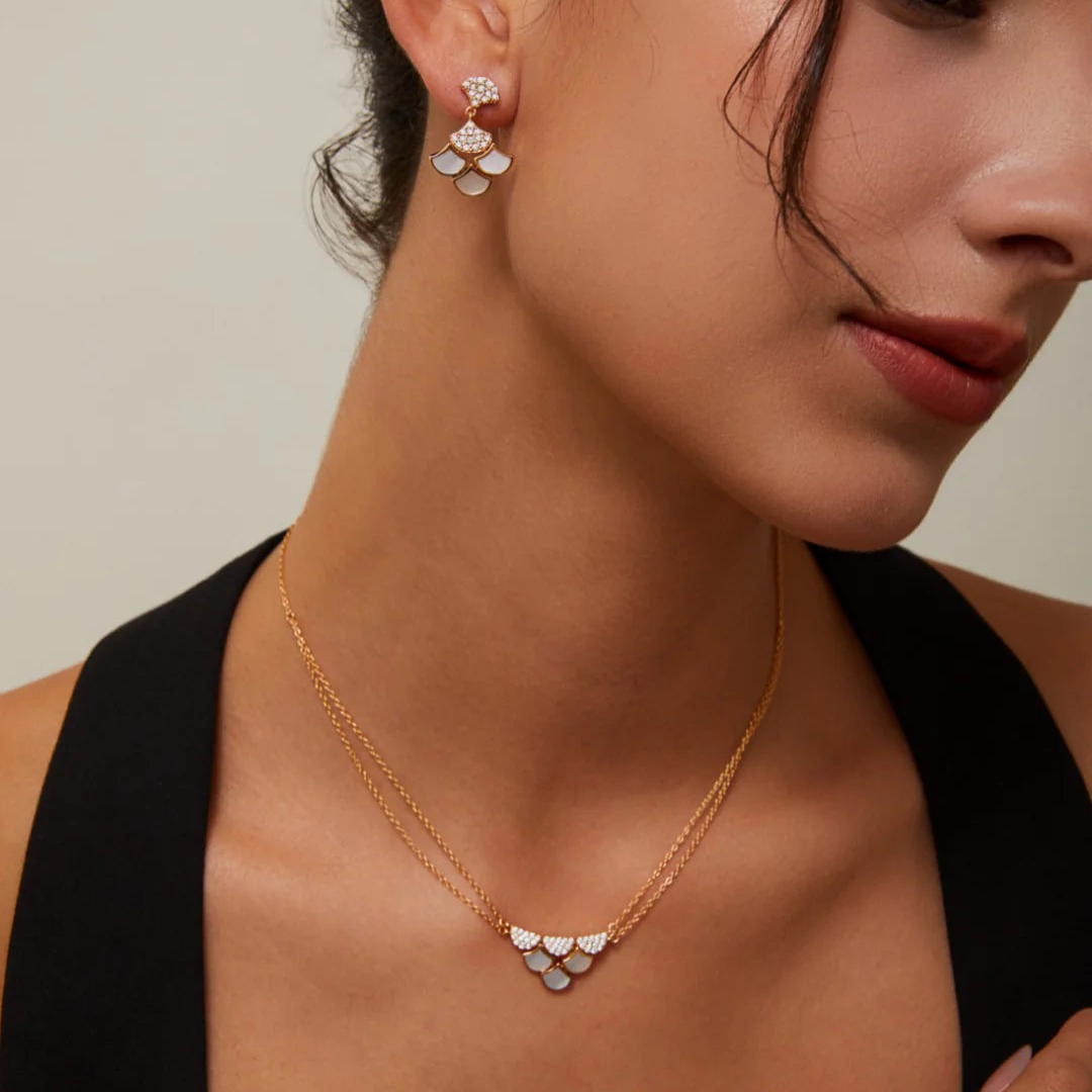 White Shell Zircon Double-Layer Necklace